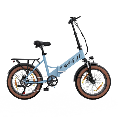 Hitway BK20 2025 Version 250W 20" Fat Tire Foldable Electric Bike 48V 10.4Ah Battery Off-Road City Hybrid