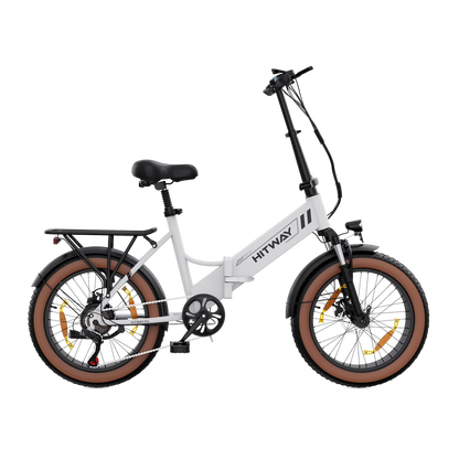 Hitway BK20 2025 Version 250W 20" Fat Tire Foldable Electric Bike 48V 10.4Ah Battery Off-Road City Hybrid