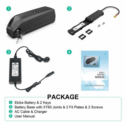 Hailong Down Tube E-Bike Battery – 36V / 48V / 52V (17.5Ah-24Ah) – Standard, LG & Samsung Cells