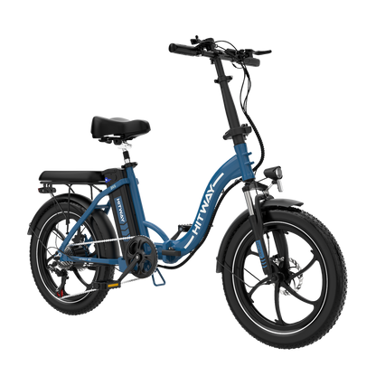 Hitway BK6S 2025 Version 250W 20" Fat Tire Foldable Electric Bike 36V 12Ah Battery Step-Through Cruiser