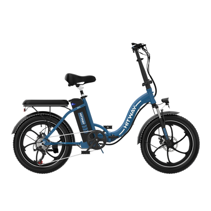 Hitway BK6S 2025 Version 250W 20" Fat Tire Foldable Electric Bike 36V 12Ah Battery Step-Through Cruiser