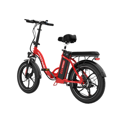 Hitway BK6S 2025 Version 250W 20" Fat Tire Foldable Electric Bike 36V 12Ah Battery Step-Through Cruiser