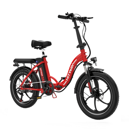 Hitway BK6S 2025 Version 250W 20" Fat Tire Foldable Electric Bike 36V 12Ah Battery Step-Through Cruiser