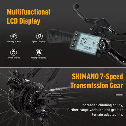 Hitway BK15 2025 Version 250W 26" Electric Mountain Bike 36V 12Ah Battery Front Suspension Spoked Wheels