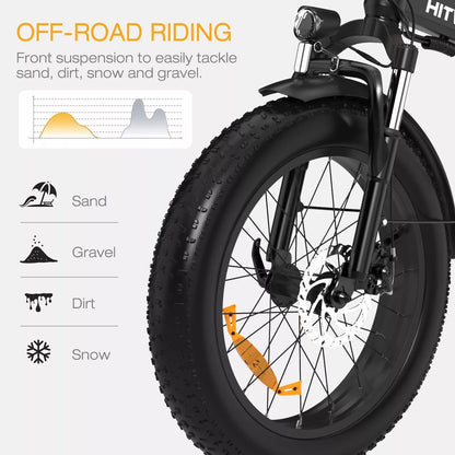 Hitway BK10SP 2025 Version 250W 20" Fat Tire Foldable Electric Bike 48V 13Ah Battery Enhanced Range Off-Road Ride