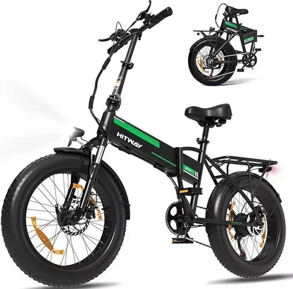 Hitway BK10SP 2025 Version 250W 20" Fat Tire Foldable Electric Bike 48V 13Ah Battery Enhanced Range Off-Road Ride