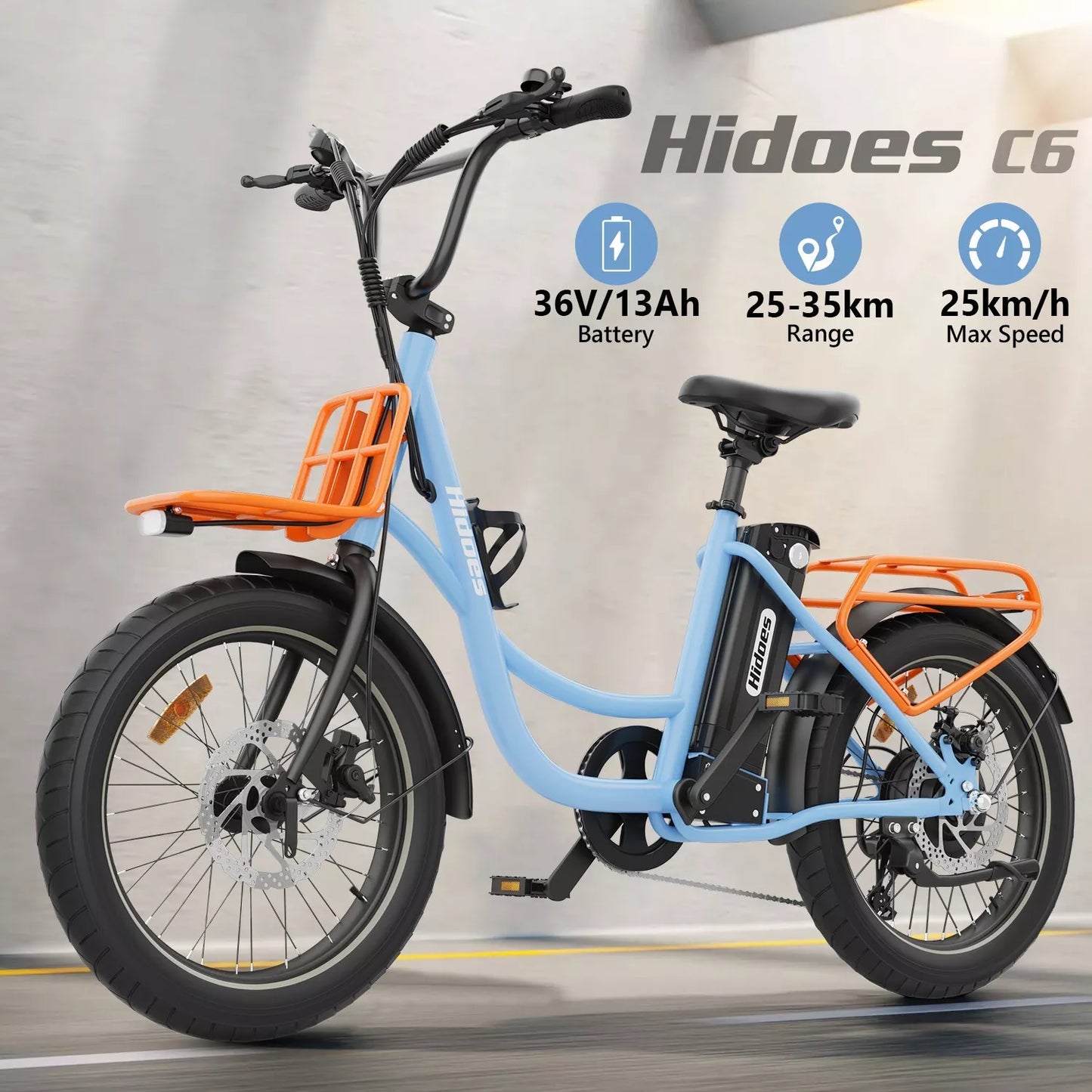 Hidoes C6 Fat Tire E-Bike – 250W Motor, 36V Battery, 24KMH, 40KM Range