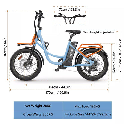Hidoes C6 Fat Tire E-Bike – 250W Motor, 36V Battery, 24KMH, 40KM Range